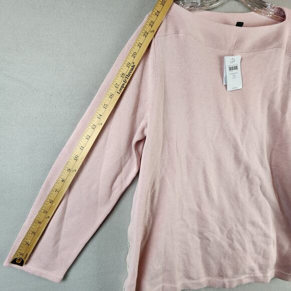 J Jill Wearever Knit Sweater Women 1X Pink Cotton/Poly Side Button Pullover - Picture 3 of 11